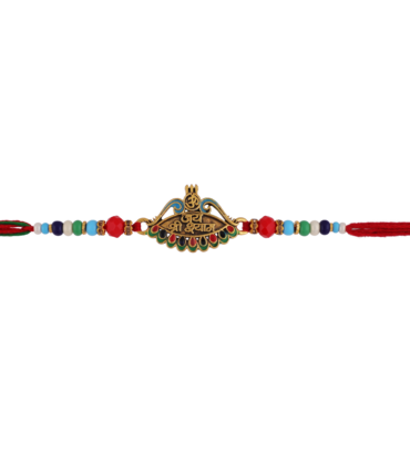 Jai Shree Shyam Rakhi with Multicolor Beads – Kala Rakhi