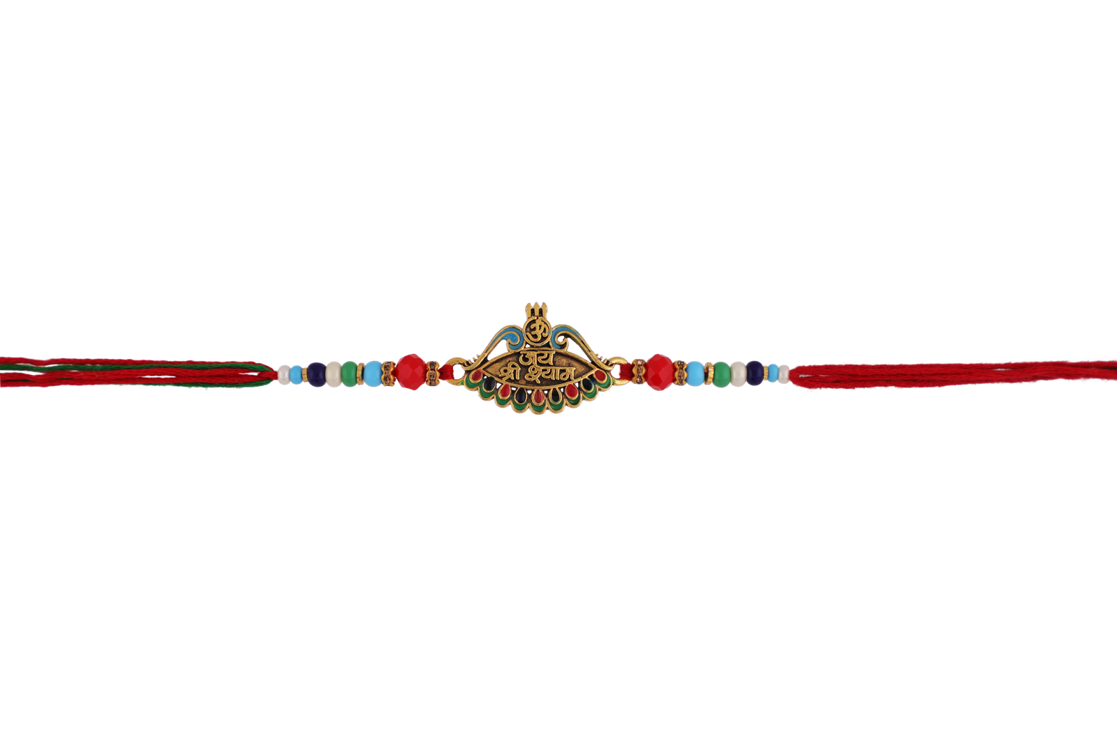 Jai Shree Shyam Rakhi with Multicolor Beads – Kala Rakhi