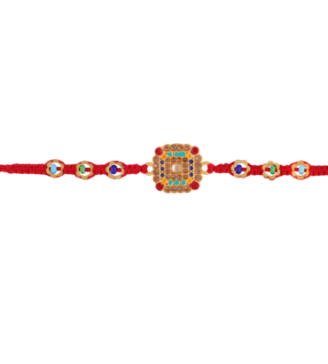 Handcrafted AD Stone Rakhi with beads – Designer Rakhi for brother by Kala Rakhi