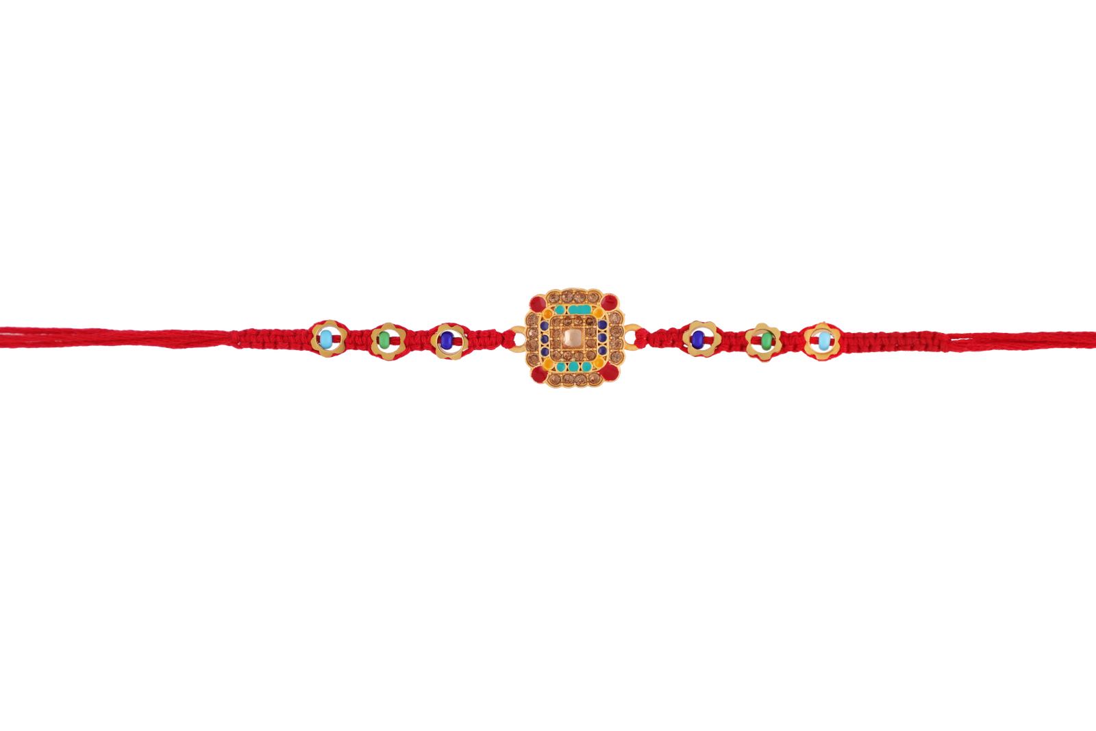 Handcrafted AD Stone Rakhi with beads – Designer Rakhi for brother by Kala Rakhi