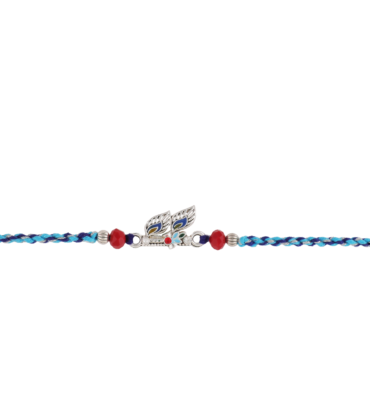 Peacock Feather Rakhi with Silver Design and Thread – Kala Rakhi