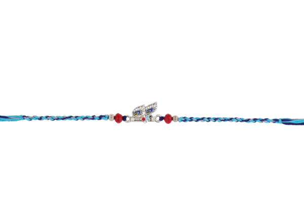 Peacock Feather Rakhi with Silver Design and Thread – Kala Rakhi