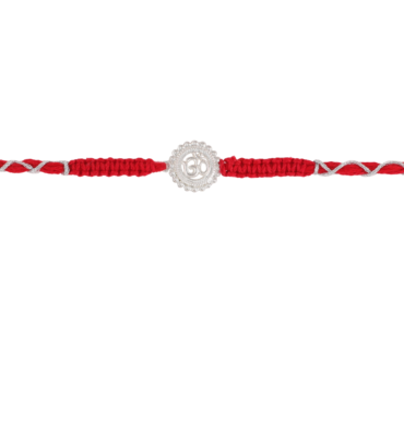 Om Rakhi with Silver Finish and Red Thread – Kala Rakhi