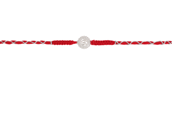 Om Rakhi with Silver Finish and Red Thread – Kala Rakhi