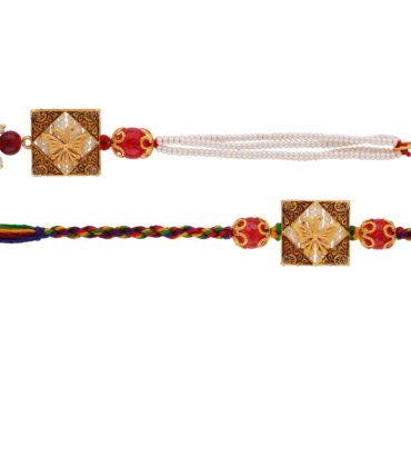 Handcrafted Butterfly Bhaiya Bhabhi Rakhi Set with Pearls and Beads