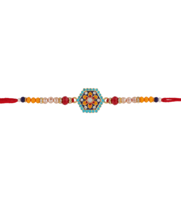 Meenakari Rakhi with Colorful Enamel and Beaded Design – Kala Rakhi