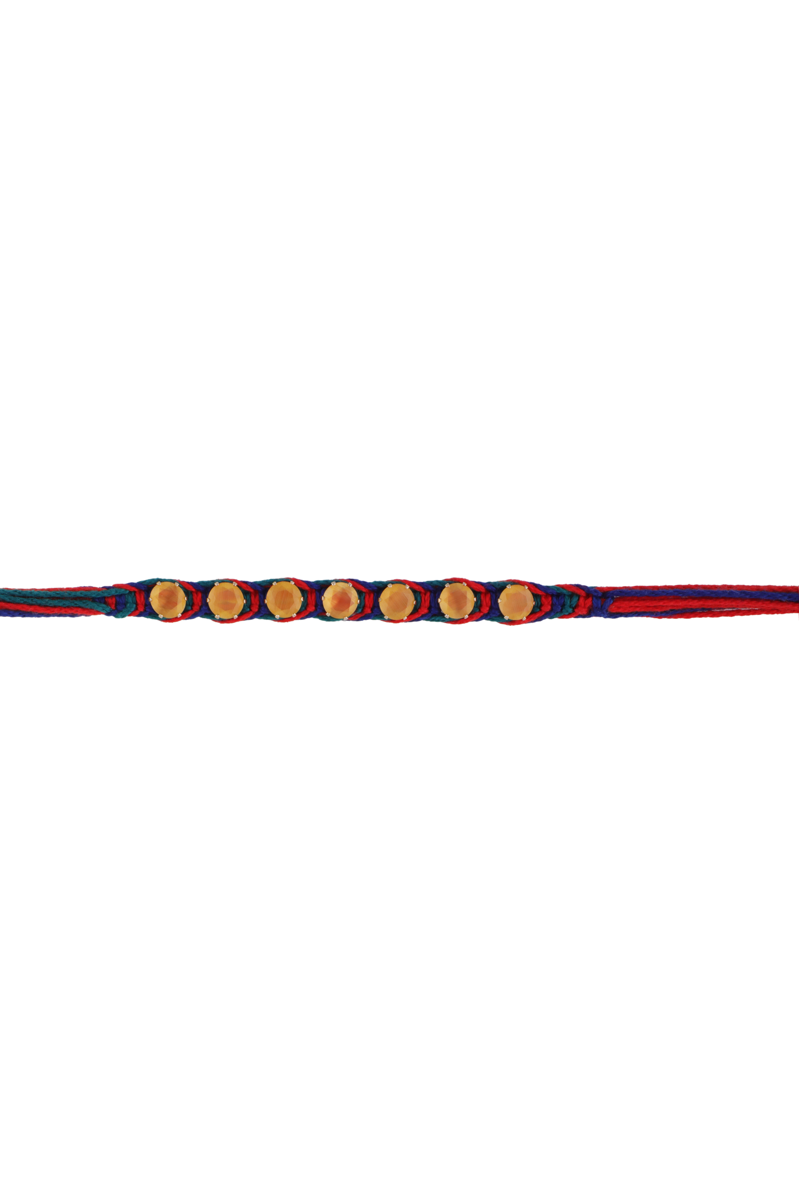 Braided Multicolor Thread Rakhi with Golden Beads – Kala Rakhi