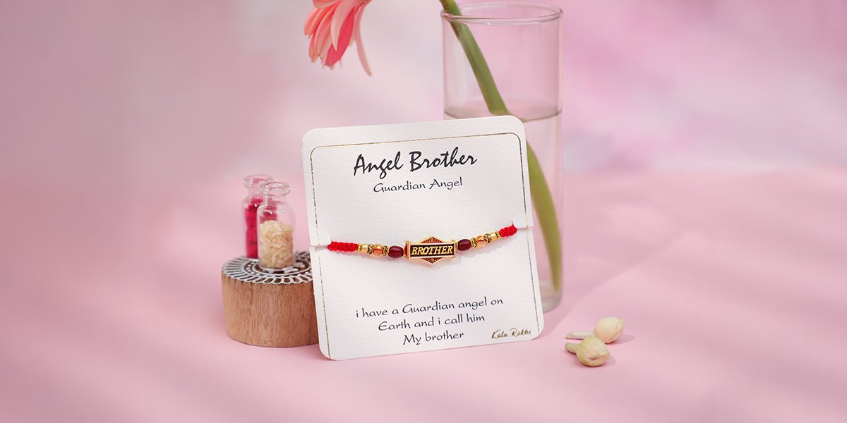 Pendant Rakhi with Brother Text in Designer Packaging by Kala Rakhi
